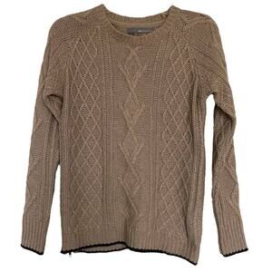360 Sweater Women's Size XS Tan Lambswool Angora Blend Side Zip Knit Sweater